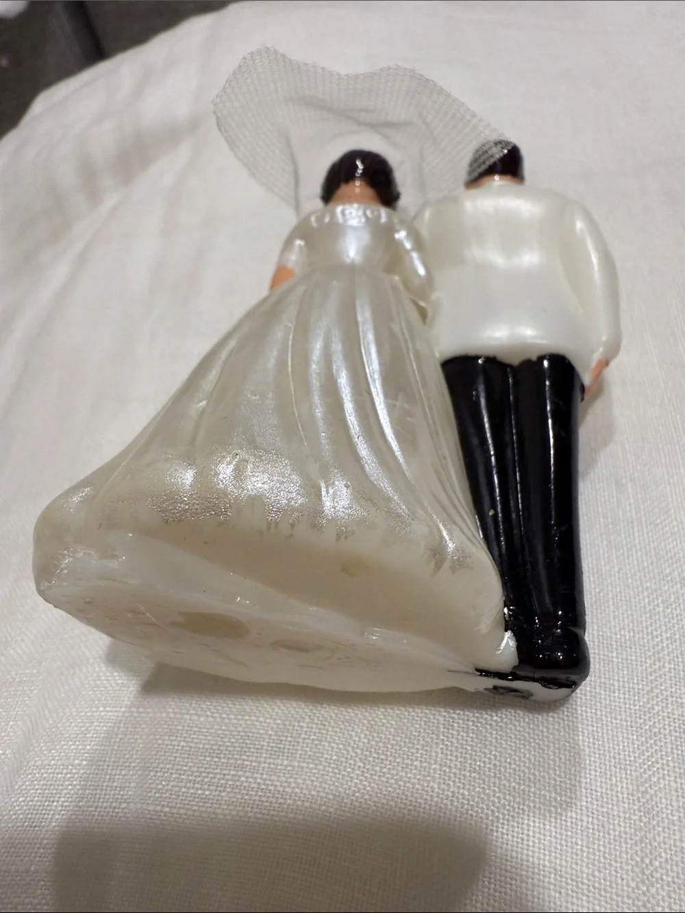 VINTAGE Classic Bride and Groom Cake Topper in White and Black